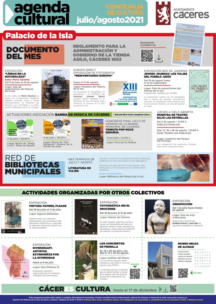 Agenda Cultural – Julio – agosto 2021