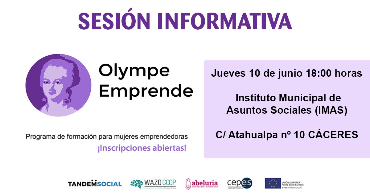 El IMAS acogerá una sesión informativa del programa ‘Olympe Emprende’ para fomentar el emprendimiento cooperativo liderado por mujeres
