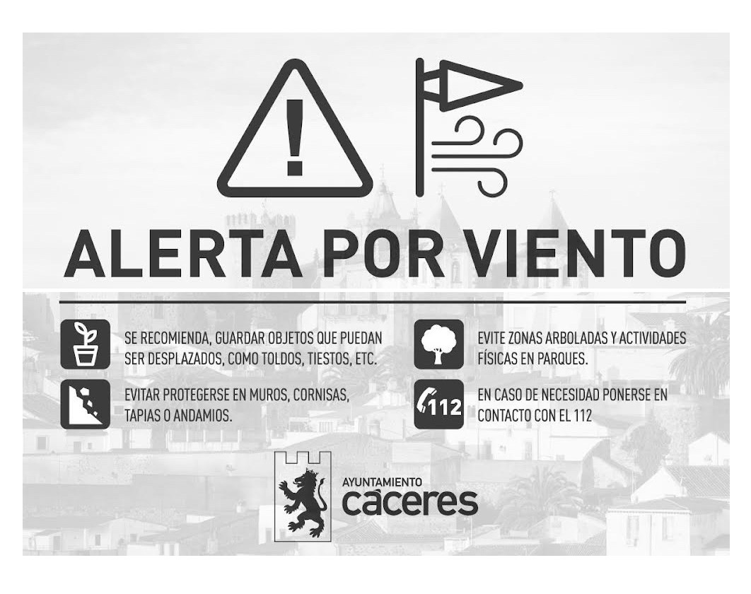 El Ayuntamiento cierra los parques municipales debido a la alerta meteorológica por fuertes rachas de viento