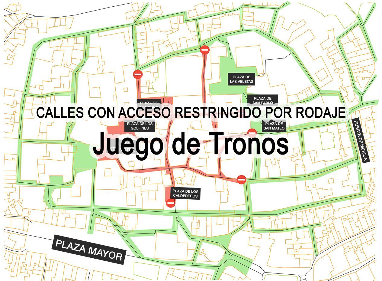 Calles de acceso restringido por rodaje de Juego de Tronos