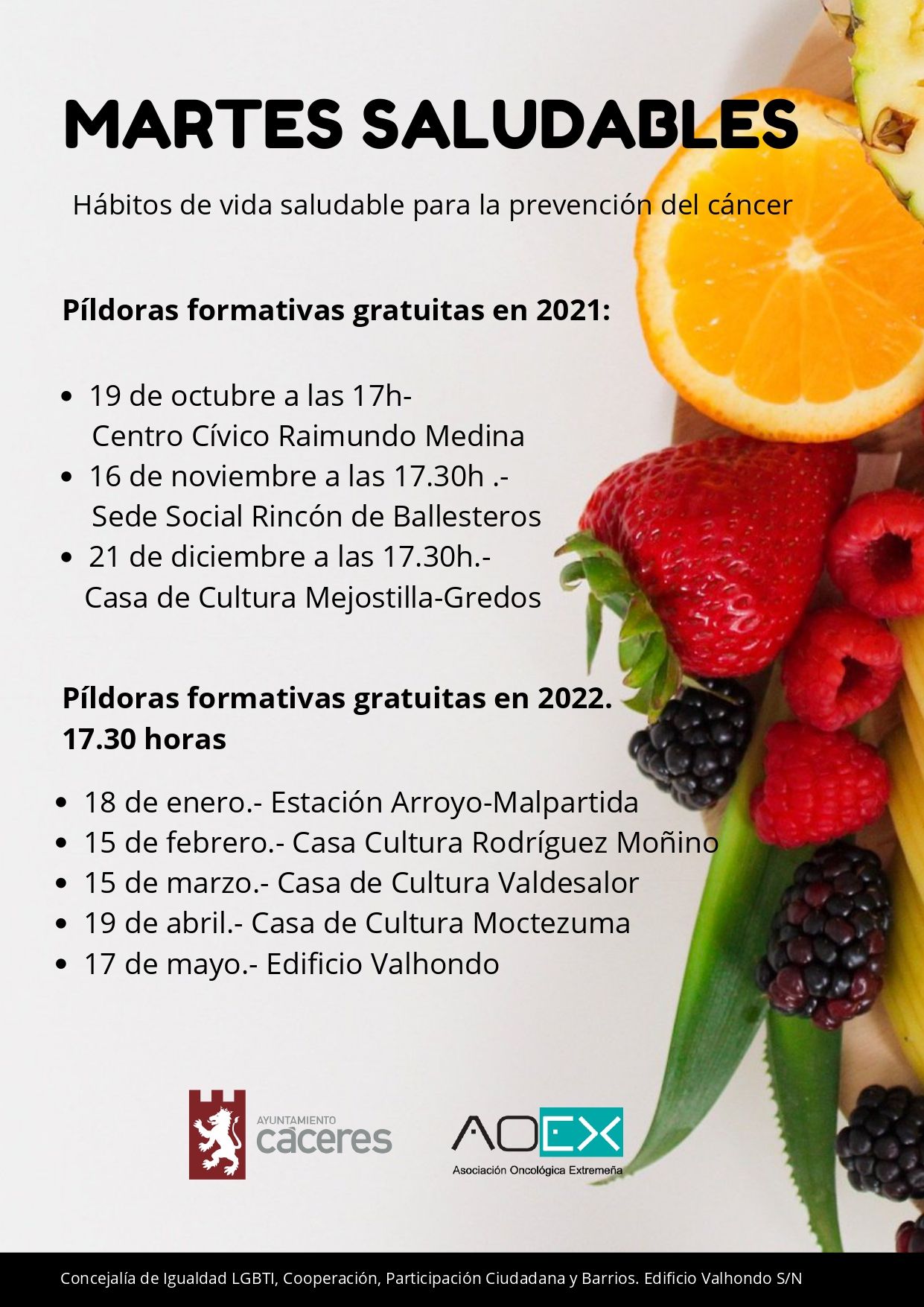El programa ‘Martes saludables’ llegará  a todos los distritos de la ciudad para incidir en la prevención del cáncer