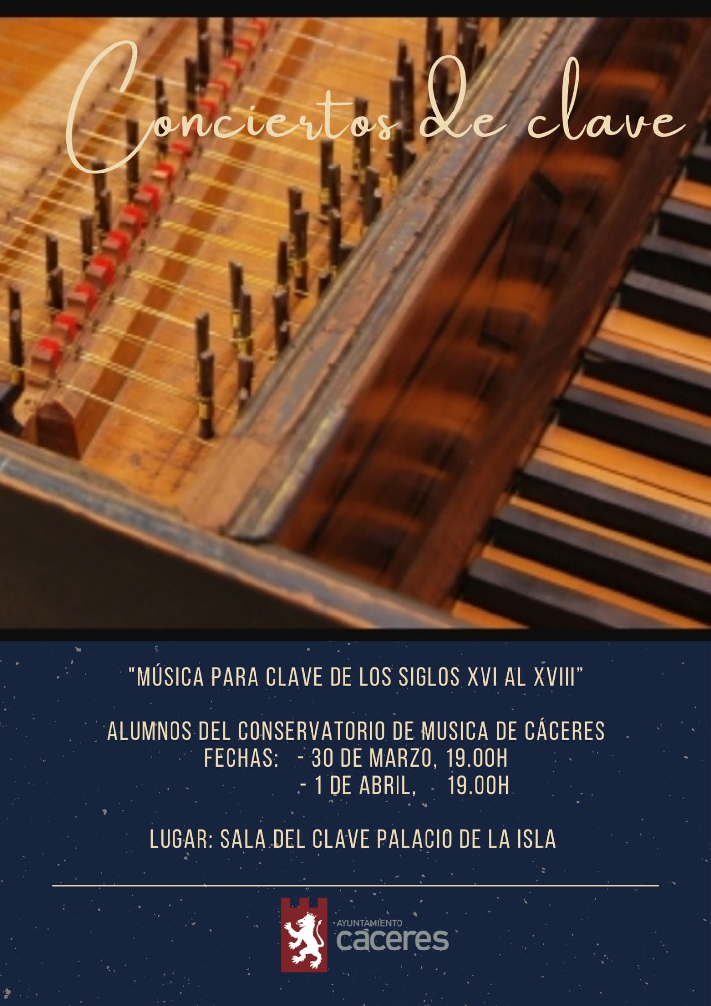 La sala de clave del Palacio de la Isla acoge dos conciertos de alumnado del Conservatorio de Música de Cáceres