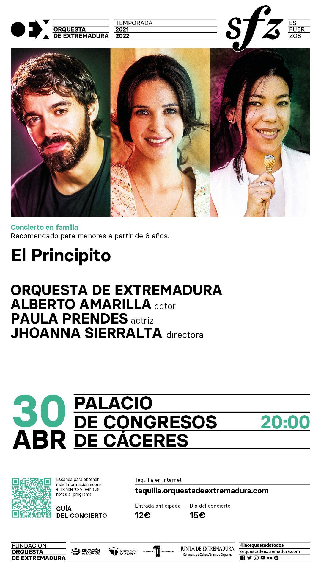 La Orquesta de Extremadura presenta ‘El Principito’ narrado por el actor cacereño Alberto Amarilla y la actriz Paula Prendes