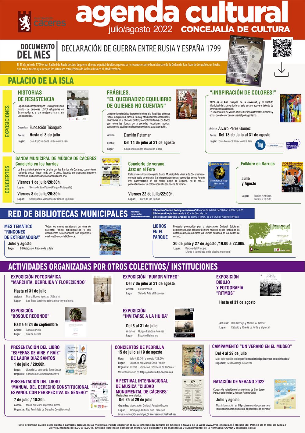 Agenda Cultural – julio / agosto 2022